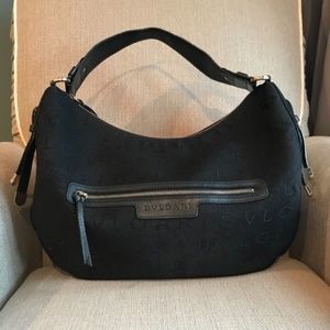 BULGARI Black Leather-Trimmed Canvas Tote